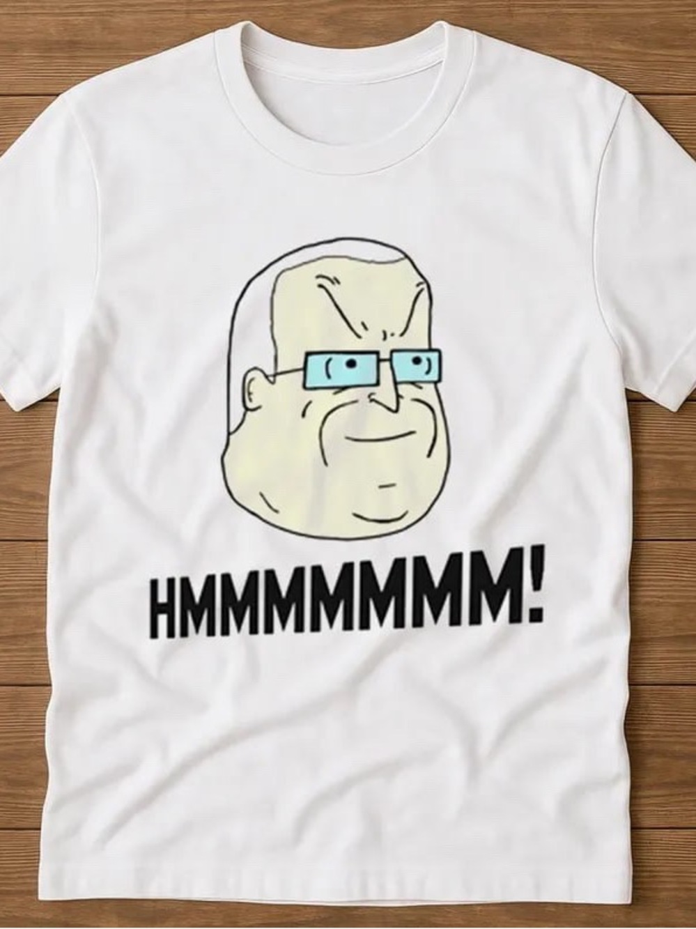 Gildan White Graphic Tee with Cartoon Face and Blue Glasses